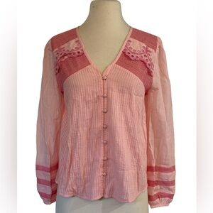 LOVESHACKFANCY NEW 100% cotton Zavia blouse *sample* 1 of a kind or variation -S